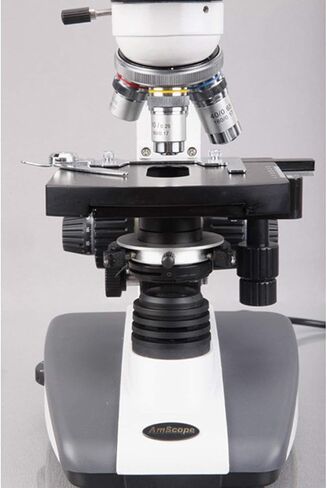 AmScope B360B-LED Binocular Compound Microscope, 40X-2000X Magnification, Brightfield, LED Illumination, Abbe Condenser, Double-Layer Mechanical Stage in Saudi Arabia