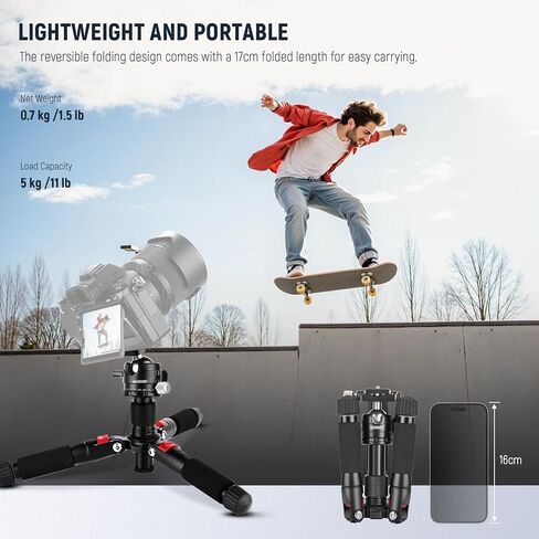 NEEWER حامل ثلاثي صغير محمول لسطح المكتب + LM13 3.3ft/1m 2 في 1 كابل AUX، 3.5 مم TRS إلى USB C/iOS كابل صوت، حامل مكتب من سبائك الألومنيوم 20 بوصة/ 50 سم مع رأس كروي لكاميرا DSLR، أقصى تحميل 11 رطل/5 كجم in Saudi Arabia