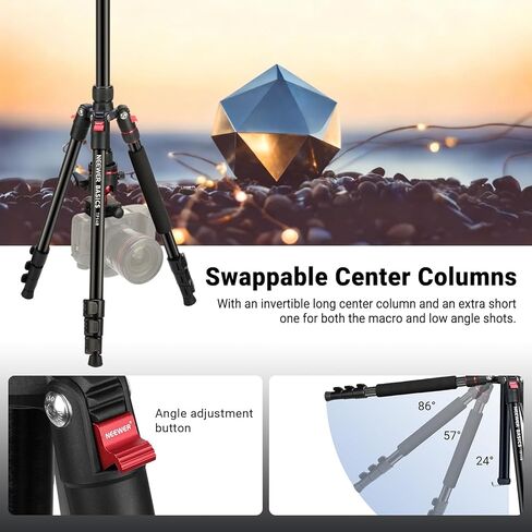 NEEWER Basics TP14B 72" / 182 cm Travel Tripod Monopod + Magnetic RGB Camera Light, Compact Lightweight Portable Camera Stand with Cell Phone Holder Compatible with iPhone, Max Load 13.2 lb in Saudi Arabia