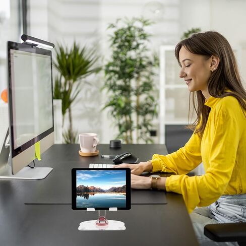 حامل حامل تابلت دوار 360 درجة من الأكريليك من MERRYHAPY للأجهزة اللوحية، حامل سطح مكتب وردي قابل للتعديل للرسم وتسجيل الفيديو واستخدام السرير in Kuwait