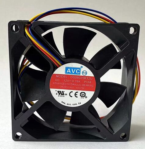 DS08025R12U P158 مروحة DC12V 0.70A 64CFM 80 × 80 × 25 مم 8 سم 4 أسلاك / 4 دبوس مروحة تبريد in Kuwait