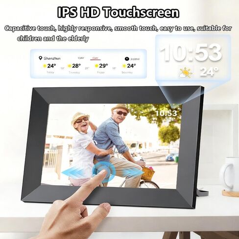 Digital Photo Frame, 10.1-Inch, Built-in 32gb Memory, 1280 * 800 IPS Touchscreen, Multi-User Connection, Remote Transfer, Automatic Rotation, Slideshow Playback, Photo/Video Sharing B in Saudi Arabia