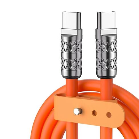 REFLEX POWER كابل شحن سريع 100 واط USB-C إلى USB-C - 1 متر سيليكون برتقالي مع موصلات سبائك الزنك in Kuwait