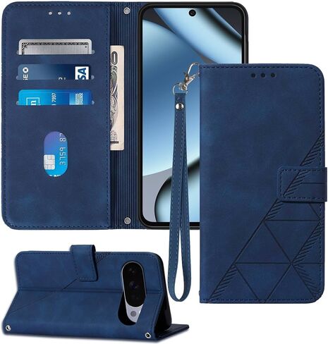 حافظة لهاتف Pixel 10 Pro/محفظة لهاتف Pixel 10، وفتحات لحامل البطاقات، وحزام المعصم، وواقي داخلي للهاتف من مادة TPU، وحامل من جلد البولي يوريثان، وغطاء حافظة قابل للطي (أرجواني) in Kuwait