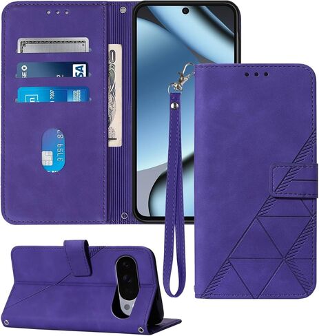 for Pixel 10 Pro Case/Pixel 10 Case Wallet, Card Holder Slots, Wrist Strap, TPU Interior Phone Protective, Stand PU Leather, Folio Flip Cases Cover (Purple) in Saudi Arabia