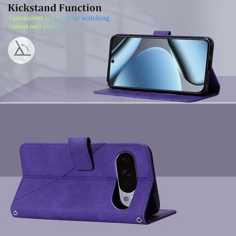 for Pixel 10 Pro Case/Pixel 10 Case Wallet, Card Holder Slots, Wrist Strap, TPU Interior Phone Protective, Stand PU Leather, Folio Flip Cases Cover (Purple) in Saudi Arabia