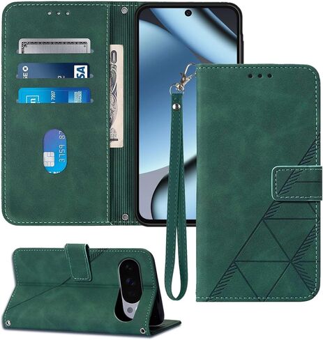 for Pixel 10 Pro Case/Pixel 10 Case Wallet, Card Holder Slots, Wrist Strap, TPU Interior Phone Protective, Stand PU Leather, Folio Flip Cases Cover (Purple) in Saudi Arabia