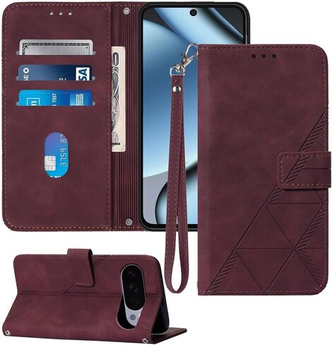 for Pixel 10 Pro Case/Pixel 10 Case Wallet, Card Holder Slots, Wrist Strap, TPU Interior Phone Protective, Stand PU Leather, Folio Flip Cases Cover (Purple) in Saudi Arabia