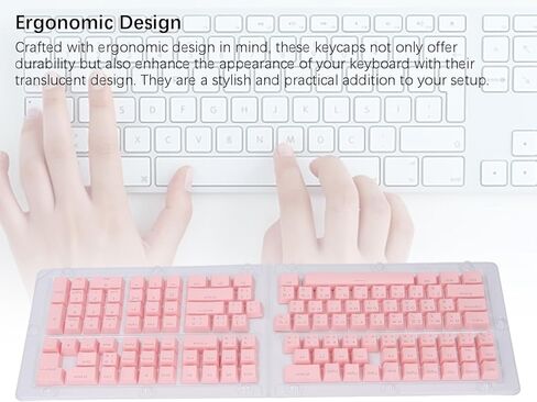 Pongnas 132 Keys Thai Keycaps Set ABS OEM Height Translucent Keyboard Keycaps with Ergonomic Design, Suitable for 61 62 64 68 84 87 104 108 Mechanical Keyboards (Pink) in Saudi Arabia