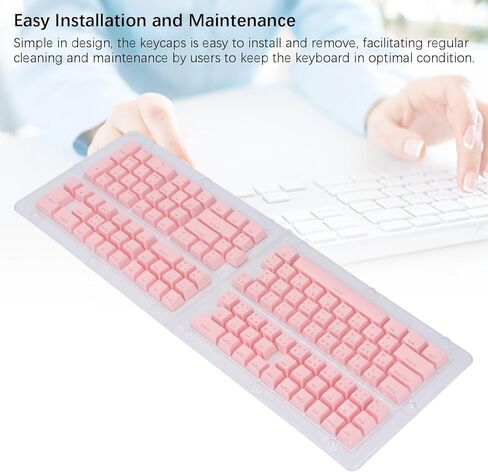 Pongnas 132 Keys Thai Keycaps Set ABS OEM Height Translucent Keyboard Keycaps with Ergonomic Design, Suitable for 61 62 64 68 84 87 104 108 Mechanical Keyboards (Pink) in Saudi Arabia