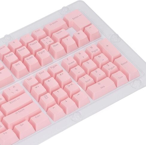 Pongnas 132 Keys Thai Keycaps Set ABS OEM Height Translucent Keyboard Keycaps with Ergonomic Design, Suitable for 61 62 64 68 84 87 104 108 Mechanical Keyboards (Pink) in Saudi Arabia