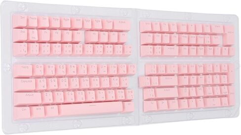 Pongnas 132 Keys Thai Keycaps Set ABS OEM Height Translucent Keyboard Keycaps with Ergonomic Design, Suitable for 61 62 64 68 84 87 104 108 Mechanical Keyboards (Pink) in Saudi Arabia