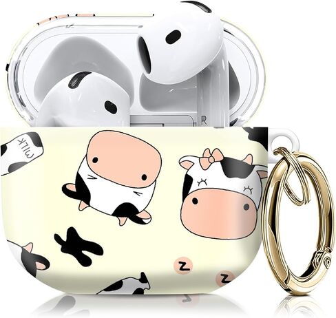 متوافق مع غطاء حافظة AirPod الجيل الرابع مع سلسلة مفاتيح، حافظة سماعة رأس لاسلكية واقية كاملة مضادة للصدمات للنساء والرجال والبنات (زهرة وردية بيضاء وزرقاء لطيفة) in Kuwait