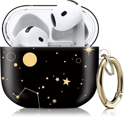 متوافق مع غطاء حافظة AirPod الجيل الرابع مع سلسلة مفاتيح، حافظة سماعة رأس لاسلكية واقية كاملة مضادة للصدمات للنساء والرجال والبنات (زهرة وردية بيضاء وزرقاء لطيفة) in Kuwait