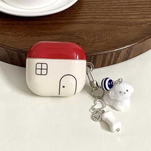 Earbuds Case for Airpods 4 with Keychain,Cute Cartoon Dog Puppy Pattern Design Shockproof Earphone Protective Shell Cover for Women Girly (Dog) in Saudi Arabia