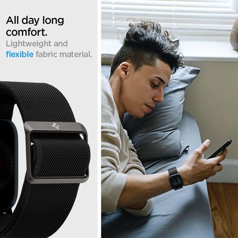 Spigen Air Fit Band Designed for Apple Watch Band Series 11/10 42mm, 9/8/7 41mm, SE3/SE2/SE/6/5/4 40mm, 3/2/1 38mm - Black in Saudi Arabia