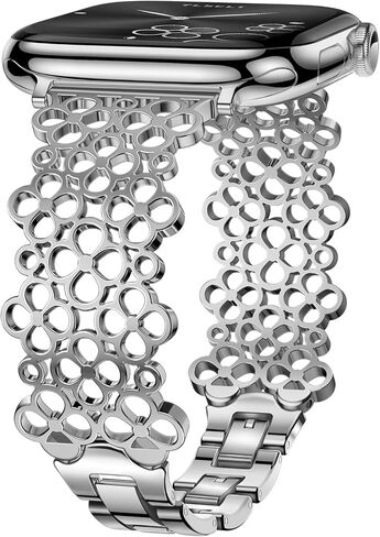 Metal Bands Compatible with Apple Watch 38mm 40mm 41mm 42mm 44mm 45mm 46mm 49mm for Women, Lucky Clover Bracelets Dressy Stainless Steel Strap for iWatch Series 11 10 9 8 7 6 5 4 3 SE Ultra in Saudi Arabia