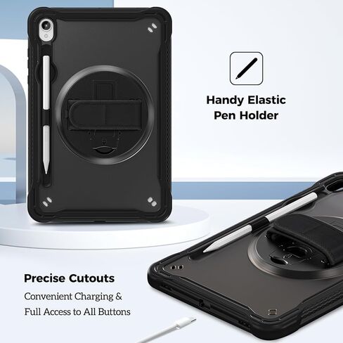 حافظة ProCase متينة لجهاز Galaxy Tab S11 2025 11 بوصة - مع حامل قلم S، غطاء متين مقاوم للصدمات مع حزام يد قابل للدوران 360 درجة واقي لجهاز Galaxy Tab S11 (X730/X736B) - أسود in Kuwait
