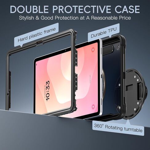 حافظة ProCase متينة لجهاز Galaxy Tab S11 2025 11 بوصة - مع حامل قلم S، غطاء متين مقاوم للصدمات مع حزام يد قابل للدوران 360 درجة واقي لجهاز Galaxy Tab S11 (X730/X736B) - أسود in Kuwait