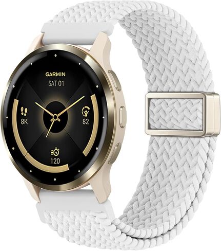 18mm Magnetic Braided Compatible with Garmin Venu 3S 41mm Watch Band/Venu 4 41mm/Vivoactive 4S/Venu 2S/Vivomove 3S/Forerunner 255S 265S, Stretchy Nylon Sport Strap for Women Men (improved) in Saudi Arabia
