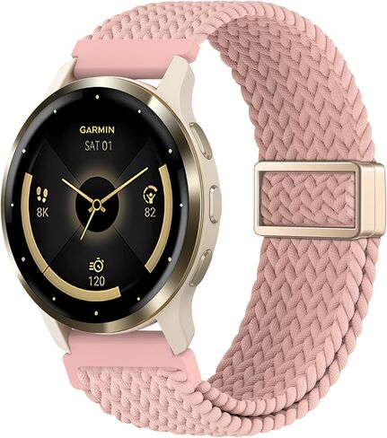 18mm Magnetic Braided Compatible with Garmin Venu 3S 41mm Watch Band/Venu 4 41mm/Vivoactive 4S/Venu 2S/Vivomove 3S/Forerunner 255S 265S, Stretchy Nylon Sport Strap for Women Men (improved) in Saudi Arabia