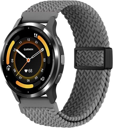 18mm Magnetic Braided Compatible with Garmin Venu 3S 41mm Watch Band/Venu 4 41mm/Vivoactive 4S/Venu 2S/Vivomove 3S/Forerunner 255S 265S, Stretchy Nylon Sport Strap for Women Men (improved) in Saudi Arabia