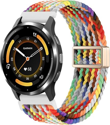 18mm Magnetic Braided Compatible with Garmin Venu 3S 41mm Watch Band/Venu 4 41mm/Vivoactive 4S/Venu 2S/Vivomove 3S/Forerunner 255S 265S, Stretchy Nylon Sport Strap for Women Men (improved) in Saudi Arabia