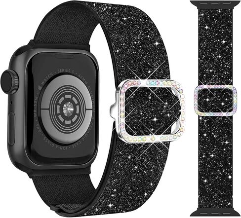 بلينغ بسط الفرقة لأشرطة ساعة أبل 46 مم 45 مم 44 مم 49 مم 42 مم 41 مم 40 مم 38 مم للنساء iWatch Bands SE Series 11 10 9 8 7 6 5 4 3 الترا، حزام نايلون مرن حلقة منفردة لسوار ساعة أبل in Saudi Arabia