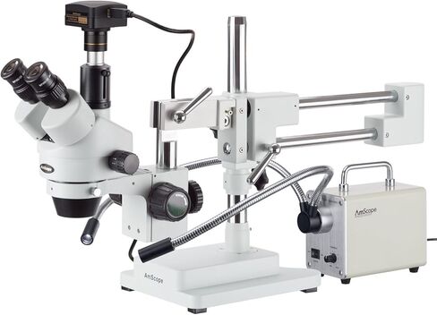 AmScope 3.5X-180X Simul-Focal Trinocular Boom Stereo Microscope with LED Fiber Optic Light and 10MP USB3 Camera in Saudi Arabia