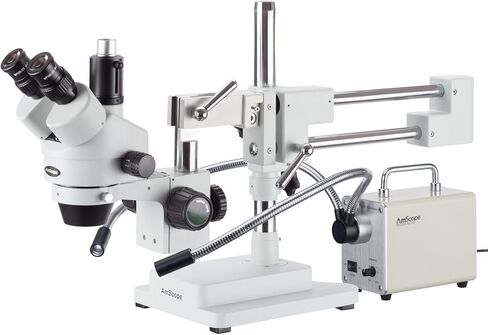AmScope 3.5X-180X Simul-Focal Trinocular Boom Stereo Microscope with LED Fiber Optic Light and 10MP USB3 Camera in Saudi Arabia