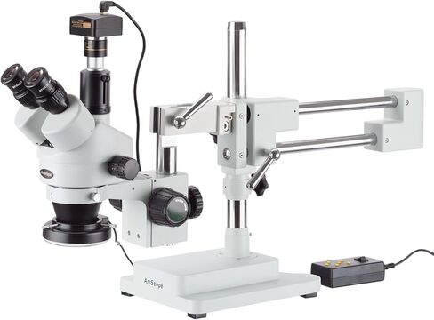 AmScope 3.5X-180X Trinocular Stereo Microscope with 4-Zone 144-LED Ring Light and 1.3MP Camera in Saudi Arabia
