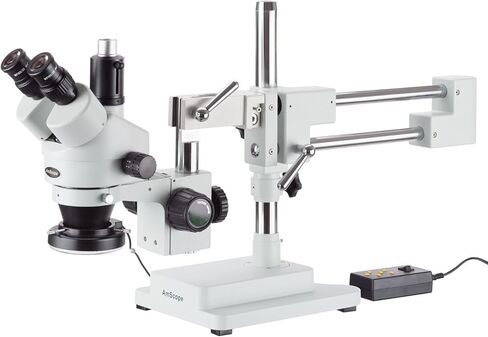 AmScope 3.5X-180X Trinocular Stereo Microscope with 4-Zone 144-LED Ring Light and 1.3MP Camera in Saudi Arabia