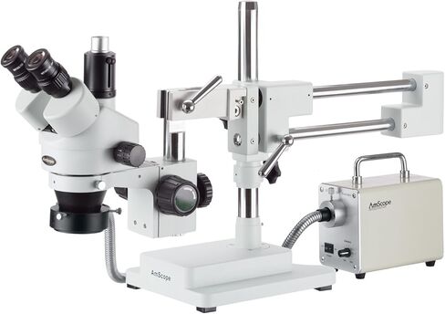 مجهر ستيريو AmScope 3.5X-180X Simul-Focal Trinocular Boom مع ألياف بصرية LED وكاميرا 5 ميجابكسل in Saudi Arabia