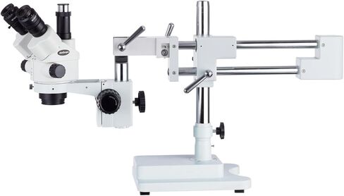 مجهر AmScope 3.5X-180X Simul-Focal Stereo Boom Stand مع ضوء فلورسنت وكاميرا 10 ميجابكسل in Saudi Arabia