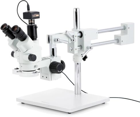 AmScope 7X-45X Simul-Focal Stereo Zoom Microscope on Boom Stand with a Fluorescent Light and 18MP USB3 Camera in Saudi Arabia