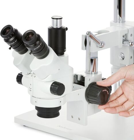 AmScope 7X-45X Simul-Focal Stereo Zoom Microscope on Boom Stand with a Fluorescent Light and 18MP USB3 Camera in Saudi Arabia