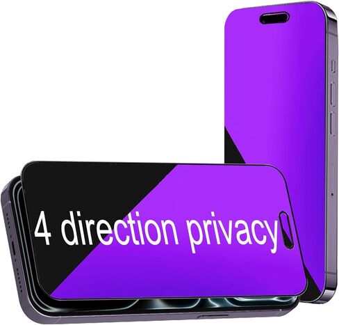 2 Pack 360 Degree Anti-blue Privacy Tempered Glass for iPhone 17 Pro Max Anti-Spy 4 Directions Screen Protector Film 6.9 inch in Saudi Arabia