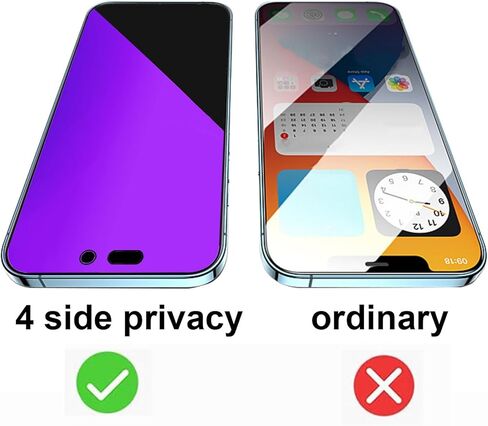 2 Pack 360 Degree Anti-blue Privacy Tempered Glass for iPhone 17 Pro Max Anti-Spy 4 Directions Screen Protector Film 6.9 inch in Saudi Arabia
