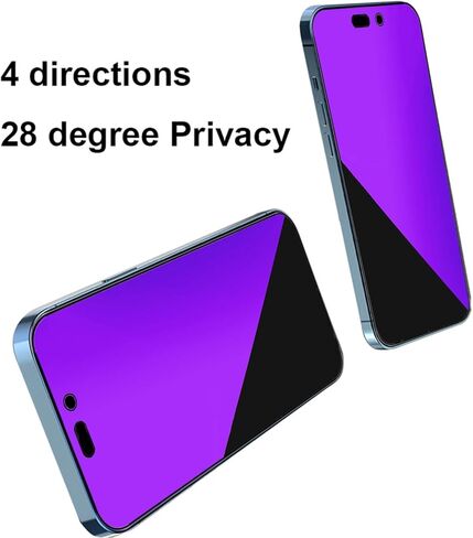 2 Pack 360 Degree Anti-blue Privacy Tempered Glass for iPhone 17 Pro Max Anti-Spy 4 Directions Screen Protector Film 6.9 inch in Saudi Arabia