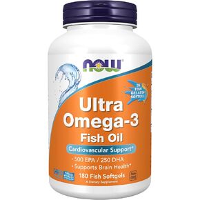 NOW Supplements, Ultra Omega-3, 500 EPA and 250 DHA, Cardiovascular Support*, 180-Fish Gelatin Softgels in Kuwait