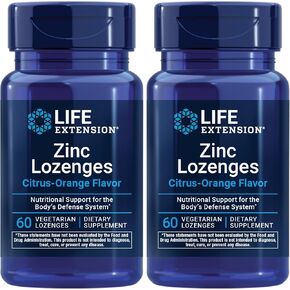 Life Extension Zinc Lozenges – Citrus-Orange Flavor – For Healthy Protein Synthesis & Immune Health - Inflammation Management Supplement - Gluten-Free, Non-GMO – 60 Vegetarian Lozenges in Saudi Arabia