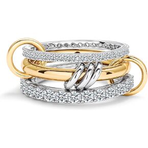 Gold Stackable Interlocking Ring for Women - 14K Gold Plated Rolling Trinity Band with Pave CZ, Non-Tarnish Statement Fashion Jewelry Gift for Her in Saudi Arabia
