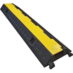 Electriduct Cable Protector 1 Channel 2.75" x 2" Traffic Hose and Wire Cover Rubber Black Base with Yellow Lid (3 Feet) 5,000 lbs/axle - Pack of 2 in Kuwait