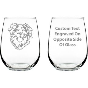 Australian Shepherd Face Stemless Wine Glass - Cute Dog Themed Decor and Gifts for Moms & Dads of Aussies - Large 17 Oz in Kuwait