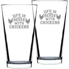 Life is Better with Chickens - 16 oz Pint Glass for Beer - Funny Chicken Gifts for Men & Women - Unique Drinking Decor in Saudi Arabia