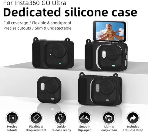 Silicone Protective Case for Insta360 Go Ultra, Lens Protector Action Camera Waterproof Dust Cover for Insta360 Go Ultra Accessory in Saudi Arabia