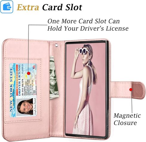 Takfox for Samsung Note 10 Plus Case Wallet, for Galaxy Note 10+ Plus 5G Phone Case PU Leather w 9 ID Credit Card Holder Slots Folio Flip Magnetic Detachable Hard Case & [Wrist Strap]-Rose Gold in Saudi Arabia