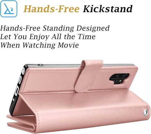 Takfox for Samsung Note 10 Plus Case Wallet, for Galaxy Note 10+ Plus 5G Phone Case PU Leather w 9 ID Credit Card Holder Slots Folio Flip Magnetic Detachable Hard Case & [Wrist Strap]-Rose Gold in Saudi Arabia