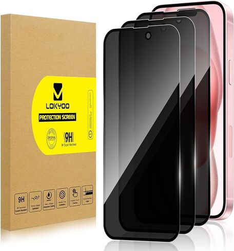 3 Pack Privacy Screen Protector for iPhone 15 [Anti-Spy Tempered Glass], Ultra HD, Anti-Scratch, Bubble-Free, Easy Install 9H Protective Glass for iPhone 15 in Saudi Arabia
