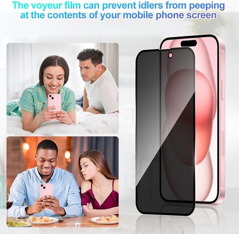 3 Pack Privacy Screen Protector for iPhone 15 [Anti-Spy Tempered Glass], Ultra HD, Anti-Scratch, Bubble-Free, Easy Install 9H Protective Glass for iPhone 15 in Saudi Arabia